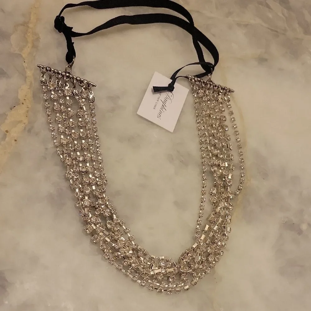 NWT Dauphines New York I Do Silver Crystal Headband Head Piece Bridal Princess